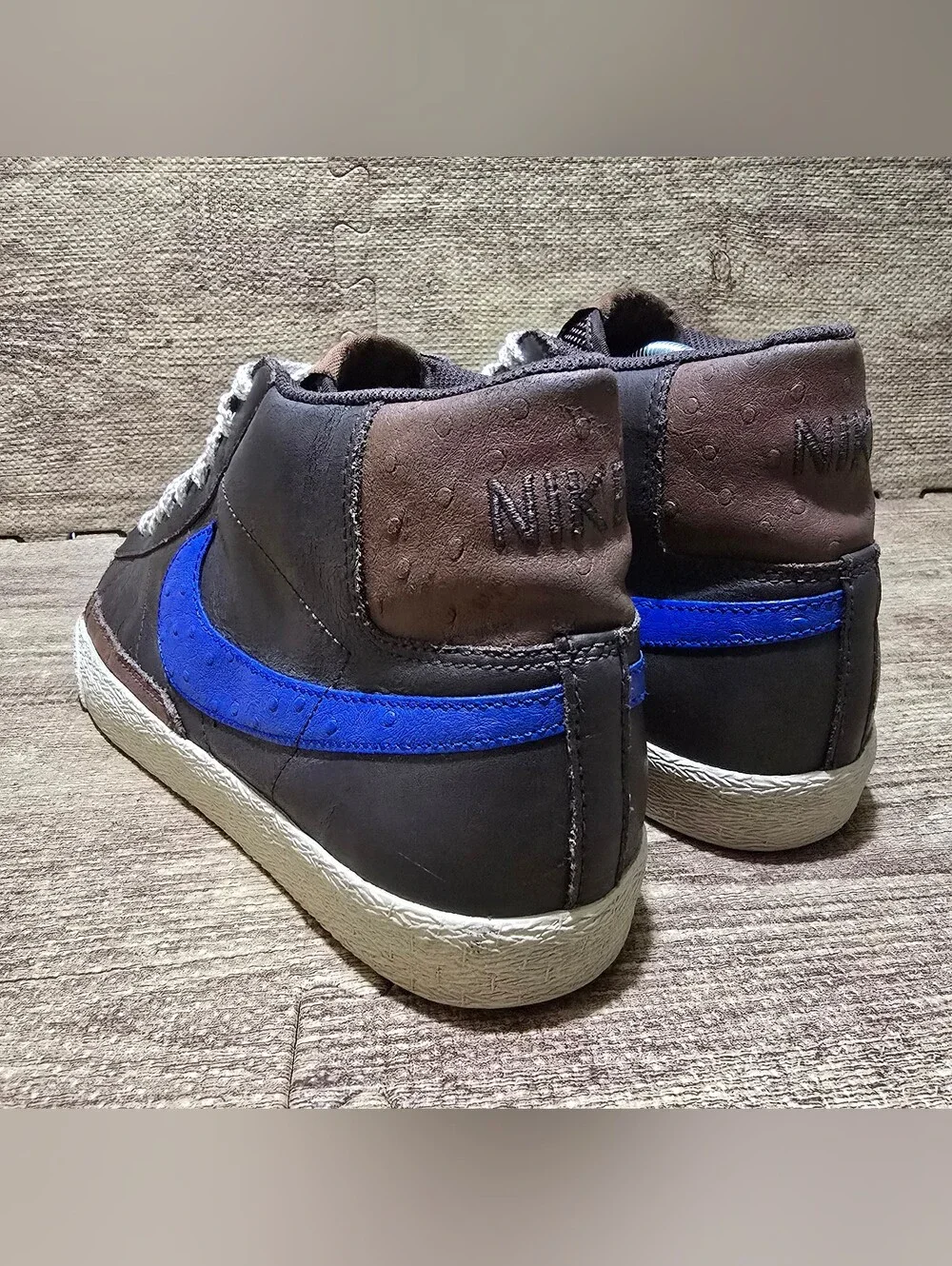 RARE Nike Blazer High Ostrich Brown Royal Blue Shoes Sz 11 315877-241 Mens